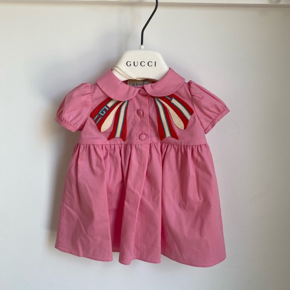 Gucci Other - Gucci Kids Girls Infant Petal Pink Bow Dress 0-3